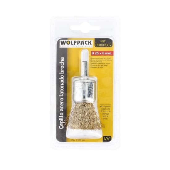 Cepillo Acero latonado Brocha 25 mm, 1/4" al por Mayor | Almacén de Ferretería