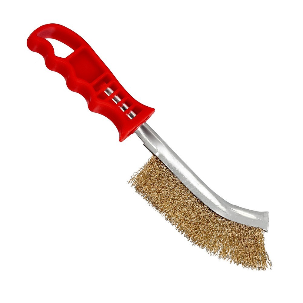 Cepillo Acero Latonado Mango Rojo 25 cm, cepillo Eliminación Oxido, Pintura, Pulido De Metales, al por Mayor | Almacén de Ferret
