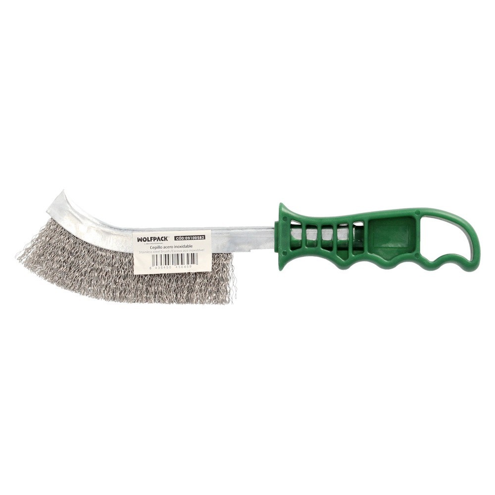 Cepillo Acero Inoxidable Mango Verde 25 cm, Cepillo Eliminación Oxido, Pintura, Pulido De Metales, al por Mayor | Almacén de Fer