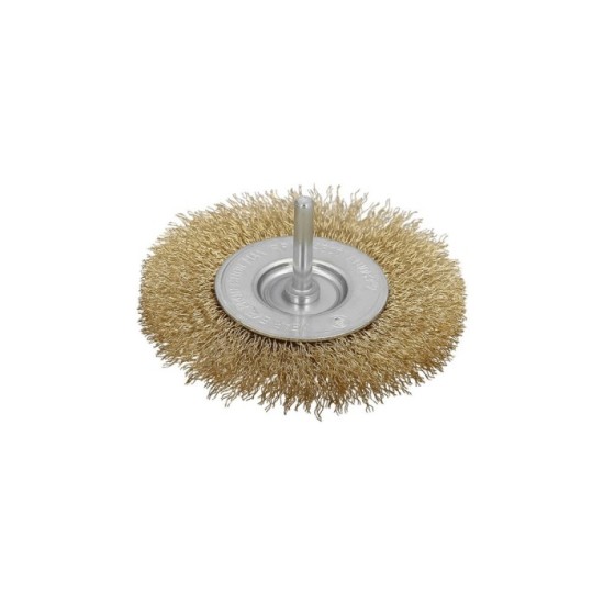 Cepillo Acero Latonado Para Taladro, Disco Ø 50 mm, Espiga 1/4" Cepillo Taladro Alambre Latón, Cepillo Limpieza, Cepillo Pulir, 