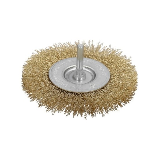 Cepillo Acero Latonado Para Taladro, Disco Ø 100 mm, Espiga 1/4" Cepillo Taladro Alambre Latón, Cepillo Limpieza, Cepillo Pulir,