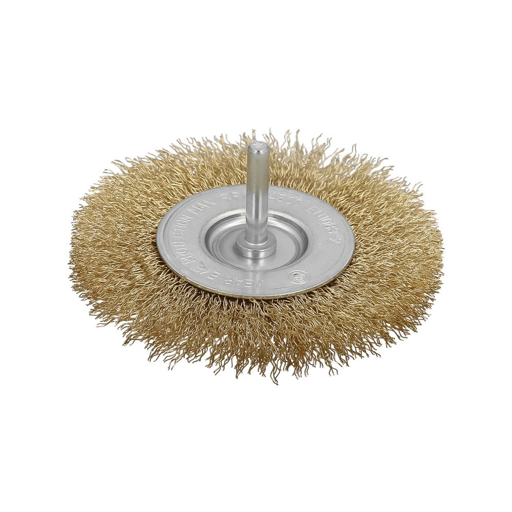 Cepillo Acero Latonado Para Taladro, Disco Ø 100 mm, Espiga 1/4" Cepillo Taladro Alambre Latón, Cepillo Limpieza, Cepillo Pulir,