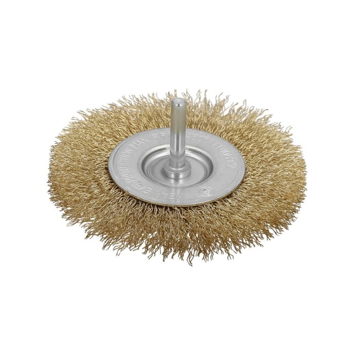 Cepillo Acero Latonado Para Taladro, Disco Ø 100 mm, Espiga 1/4" Cepillo Taladro Alambre Latón, Cepillo Limpieza, Cepillo Pulir,