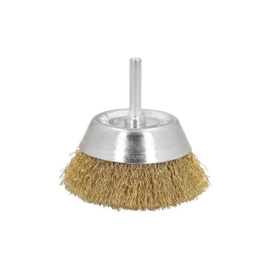 Cepillo Acero Latonado Para Taladro Taza Ø 75 mm, Espiga 1/4" Cepillo Taladro Alambre Latón, Cepillo Limpieza, Cepillo Pulir, al