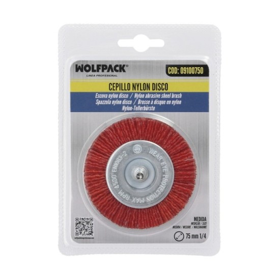 Cepillo Nylon Disco Ø 75 mm, 1/4", Lijar y Pulir Madera, Metal, Acero Inoxidable, Cepillo Taladro, Cepillo Pulir, Cepillo Lijar 