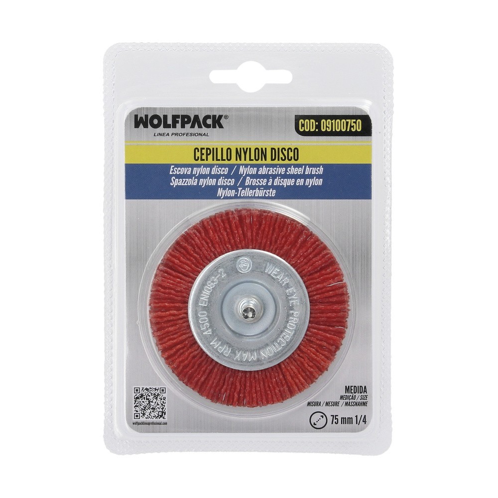 Cepillo Nylon Disco Ø 75 mm, 1/4", Lijar y Pulir Madera, Metal, Acero Inoxidable, Cepillo Taladro, Cepillo Pulir, Cepillo Lijar 