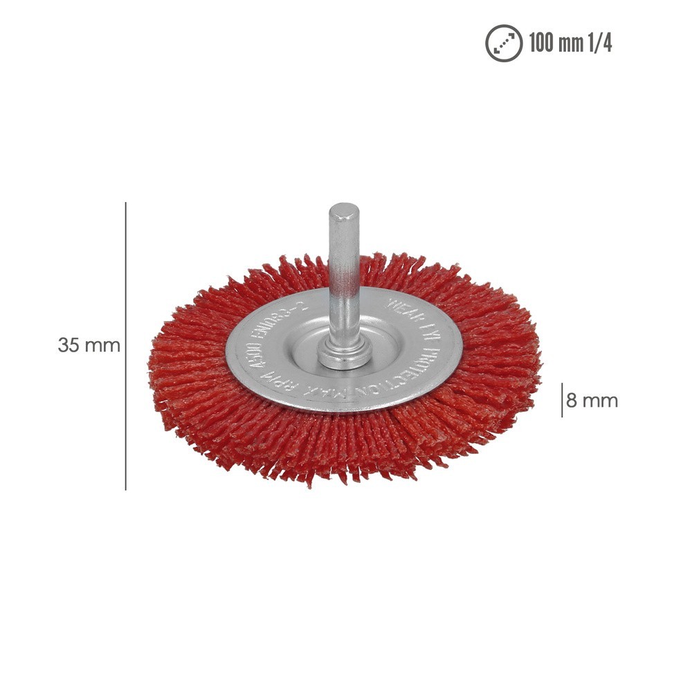 Cepillo Nylon Disco Ø100 mm, 1/4", Lijar y Pulir Madera, Metal, Acero Inoxidable, Cepillo Taladro, Cepillo Pulir, Cepillo Lijar 