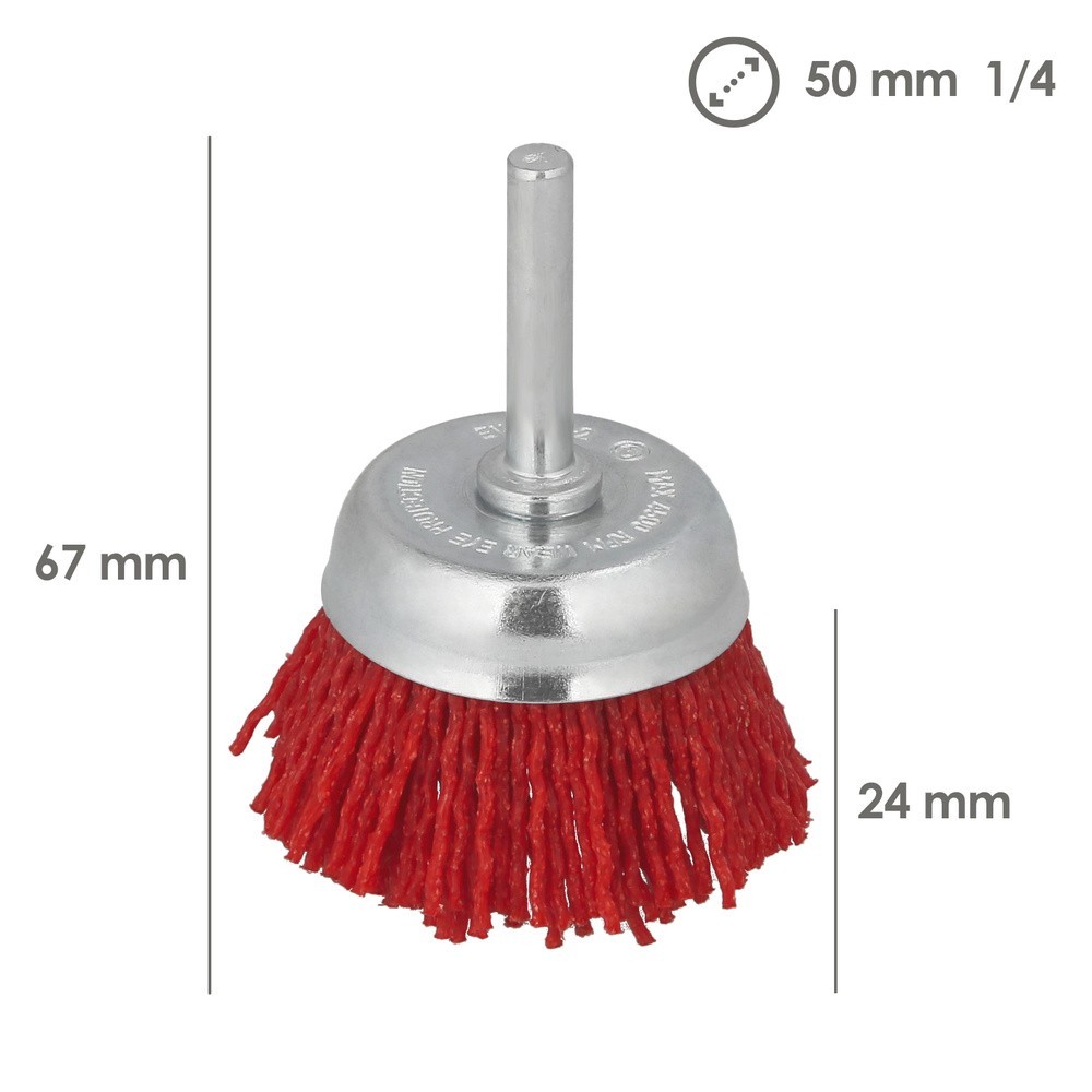 Cepillo Nylon Taza Ø 50 mm, 1/4", Cepillo De Lijado Nailon, Cepillo Para Taladro De Nailon, Cepillo De Alambre Abrasivo De Nylon