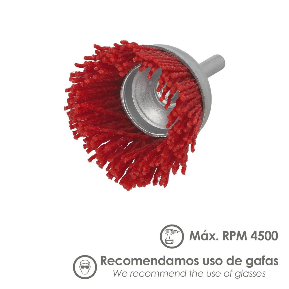 Cepillo Nylon Taza Ø 50 mm, 1/4", Cepillo De Lijado Nailon, Cepillo Para Taladro De Nailon, Cepillo De Alambre Abrasivo De Nylon