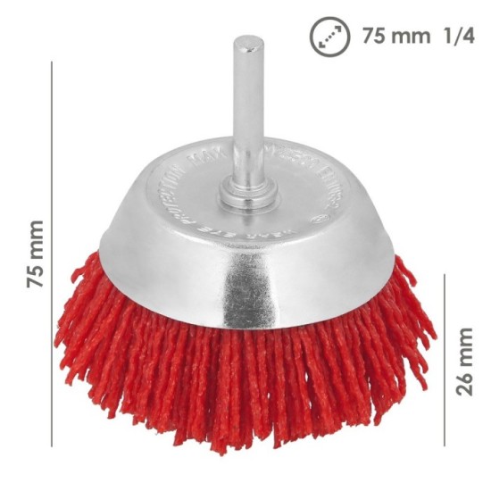 Cepillo Nylon Taza Ø 75 m, 1/4", Cepillo De Lijado Nailon, Cepillo Para Taladro De Nailon, Cepillo De Alambre Abrasivo De Nailon