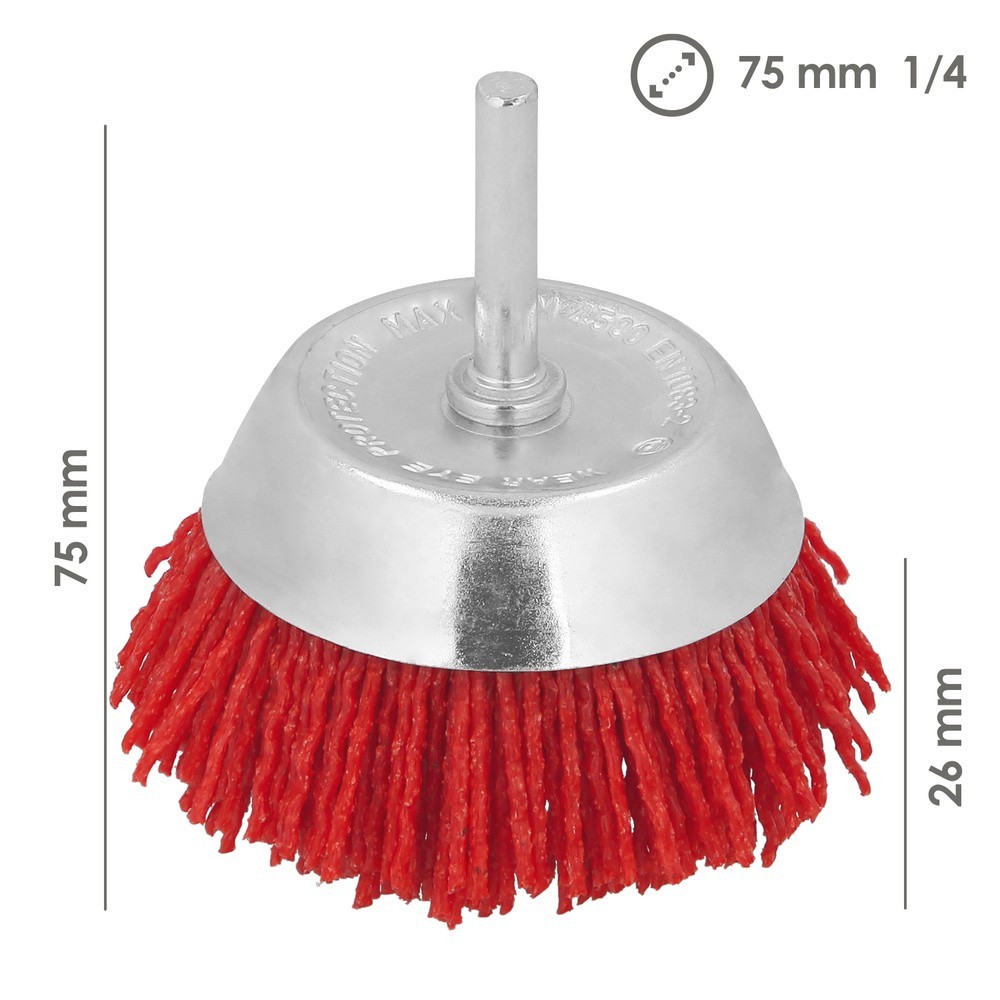 Cepillo Nylon Taza Ø 75 m, 1/4", Cepillo De Lijado Nailon, Cepillo Para Taladro De Nailon, Cepillo De Alambre Abrasivo De Nailon