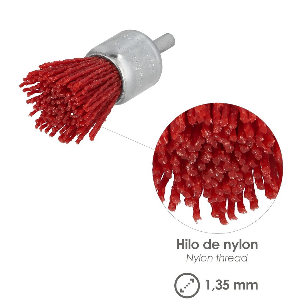 Cepillo Nylon Brocha Ø 25 mm, Cepillo De Lijado Nailon, Cepillo Para Taladro De Nailon, Cepillo De Alambre Abrasivo De Nailon al