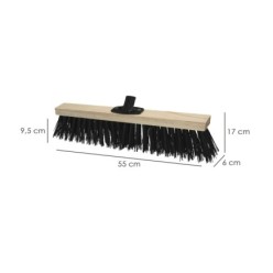 Cepillo Barrendero Industrial Fibra Gruesa Polipropileno, Soporte Madera 50 cm, Garra Plástico, (Sin Mango)
