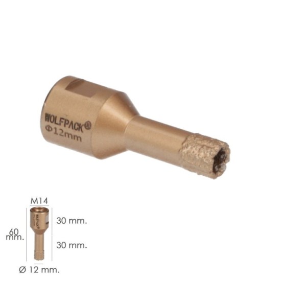 Corona Diamante Para Amoladora Ø 12 mm, Conexión Rosca M14, Corte Seco al por Mayor | Almacén de Ferretería
