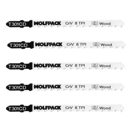 Hojas Larga Sierra Calar Para Madera Corte Medio 5 Piezas, Hoja Cromo Vanadio 58, Vastago T Universal