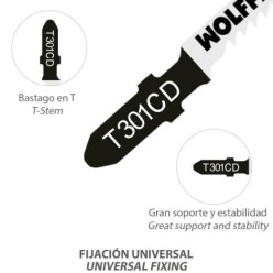 Hojas Larga Sierra Calar Para Madera Corte Medio 5 Piezas, Hoja Cromo Vanadio 58, Vastago T Universal