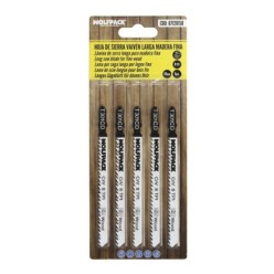 Hojas Larga Sierra Calar Para Madera Corte Medio 5 Piezas, Hoja Cromo Vanadio 58, Vastago T Universal