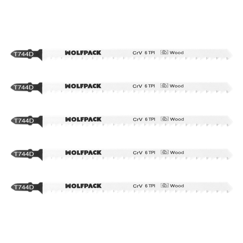 Hoja Larga Sierra Calar Para Madera Corte Grueso 5 Piezas, Hoja Cromo Vanadio 58, Vastago T Universal,