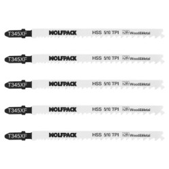 Hoja Larga Sierra Calar Para Madera / Metal / Plástico Corte Medio/Grueso 5 Piezas, Hoja Cromo Vanadio 58, Vastago T Universal,