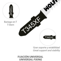 Hoja Larga Sierra Calar Para Madera / Metal / Plástico Corte Medio/Grueso 5 Piezas, Hoja Cromo Vanadio 58, Vastago T Universal,