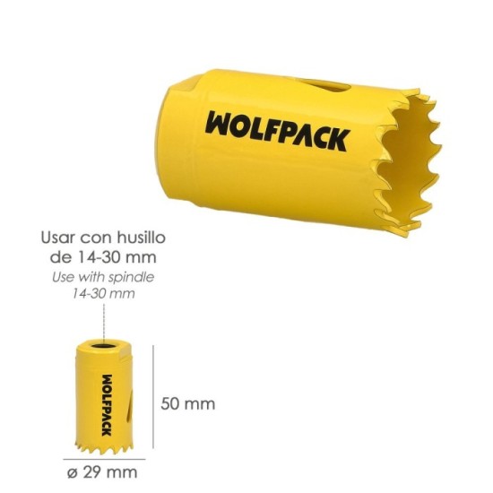 Corona Sierra Bimetal Ø 29 mm, Templado Termico, Base Reforzada, Corona Madera, Broca Agujeros Madera, Acero, Hierro, Plasticos 