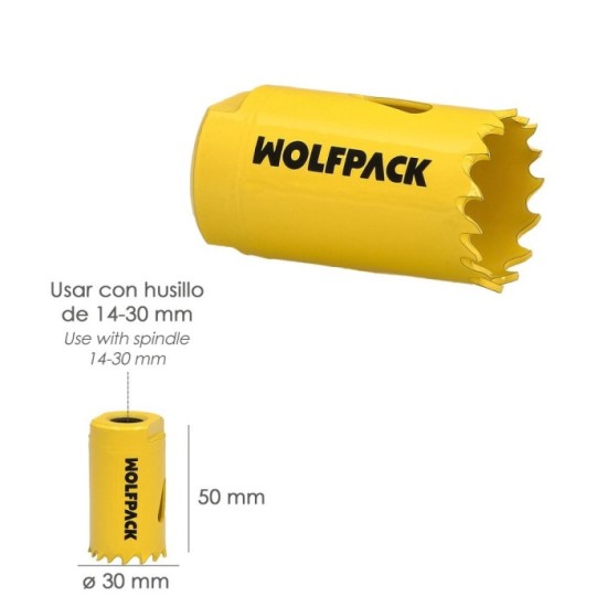Corona Sierra Bimetal Ø 30 mm, Templado Termico, Base Reforzada, Corona Madera, Broca Agujeros Madera, Acero, Hierro, Plasticos 