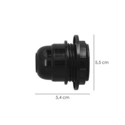 Portalamparas 4 A, E-27 Con Rosca + Arandela Negro
