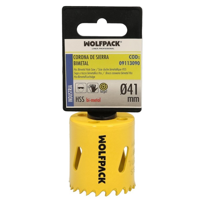 Corona Sierra Bimetal Ø 41 mm, Templado Termico, Base Reforzada, Corona Madera, Broca Agujeros Madera, Acero, Hierro, Plasticos 