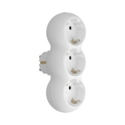 Adaptador Triple Schuko Recto 16A, 250V,