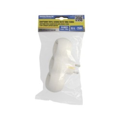 Adaptador Triple Schuko Recto 16A, 250V,