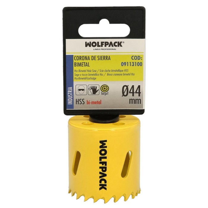 Corona Sierra Bimetal Ø 44 mm, Templado Termico, Base Reforzada, Corona Madera, Broca Agujeros Madera, Acero, Hierro, Plasticos 