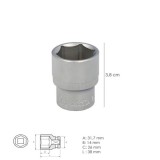 Llave Vaso 1/2" Hexagonal 23 mm, Perfil de 6 caras, Acero Cromo Vanadio, Aristas Redondas al por Mayor | Almacén de Ferretería