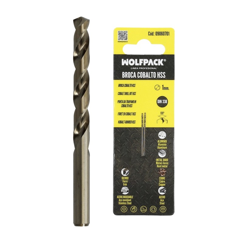 Broca Cobalto Hss Cilindrica 1,00 mm, Blister 2 Unidades,