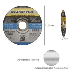 Disco Corte Abrasivo Acero Inoxidable Ø 115 x 22,2 Mm, Espesor 1,0 Mm,