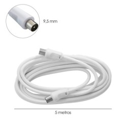 Prolongacion Tv - Video, 5 metros Toma 9,5 mm, Con Adaptador Macho Hembra