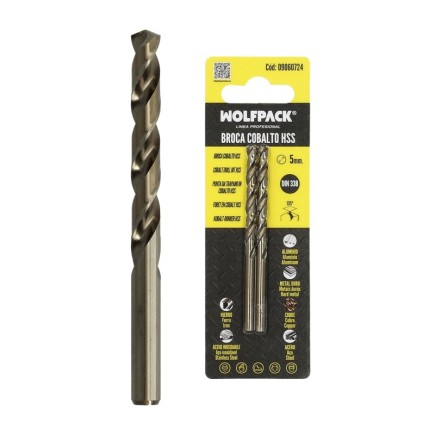 Broca Cobalto Hss Cilindrica 5,00 mm, Blister 2 Unidades,