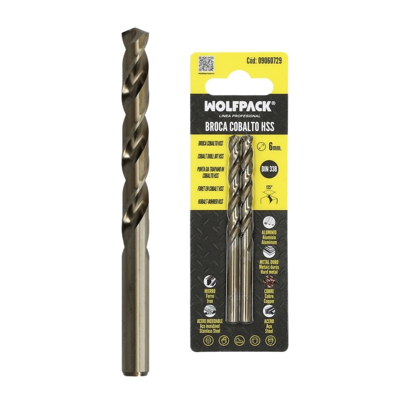 Broca Cobalto Hss Cilindrica 6,00 mm, Blister 2 Unidades,