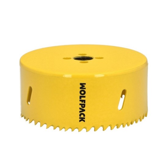 Corona Sierra Bimetal Ø 105 mm, Templado Termico, Base Reforzada, Corona Madera, Broca Agujeros Madera, Acero, Hierro, Plasticos