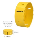 Corona Sierra Bimetal Ø 114 mm, Templado Termico, Base Reforzada, Corona Madera, Broca Agujeros Madera, Acero, Hierro, Plasticos