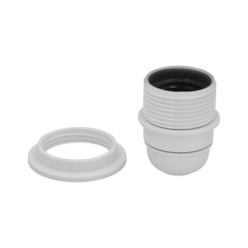 Portalamparas 4 Amperios Rosca E-27 Con Arandela, Color Blanco