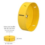 Corona Sierra Bimetal Ø 152 mm, Templado Termico, Base Reforzada, Corona Madera, Broca Agujeros Madera, Acero, Hierro, Plasticos