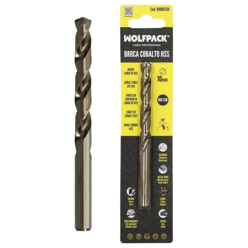 Broca Cobalto Hss Cilindrica 10,00 mm, Blister 1 Unidad,