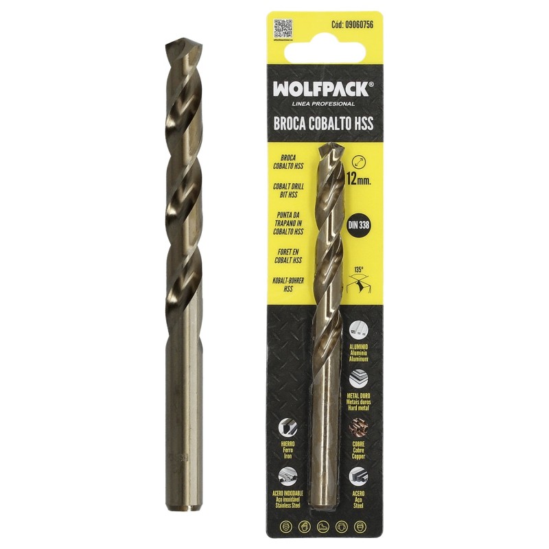 Broca Cobalto Hss Cilindrica 12,00 mm, Blister 1 Unidad,