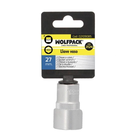 Llave Vaso 1/2" Hexagonal 27 mm, Perfil de 6 caras, Acero Cromo Vanadio, Aristas Redondas al por Mayor | Almacén de Ferretería