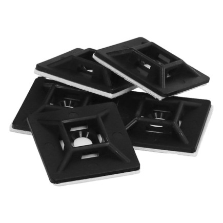 Base Adhesiva Para Bridas 19x19 mm, Negra Bolsa 100 Unidades