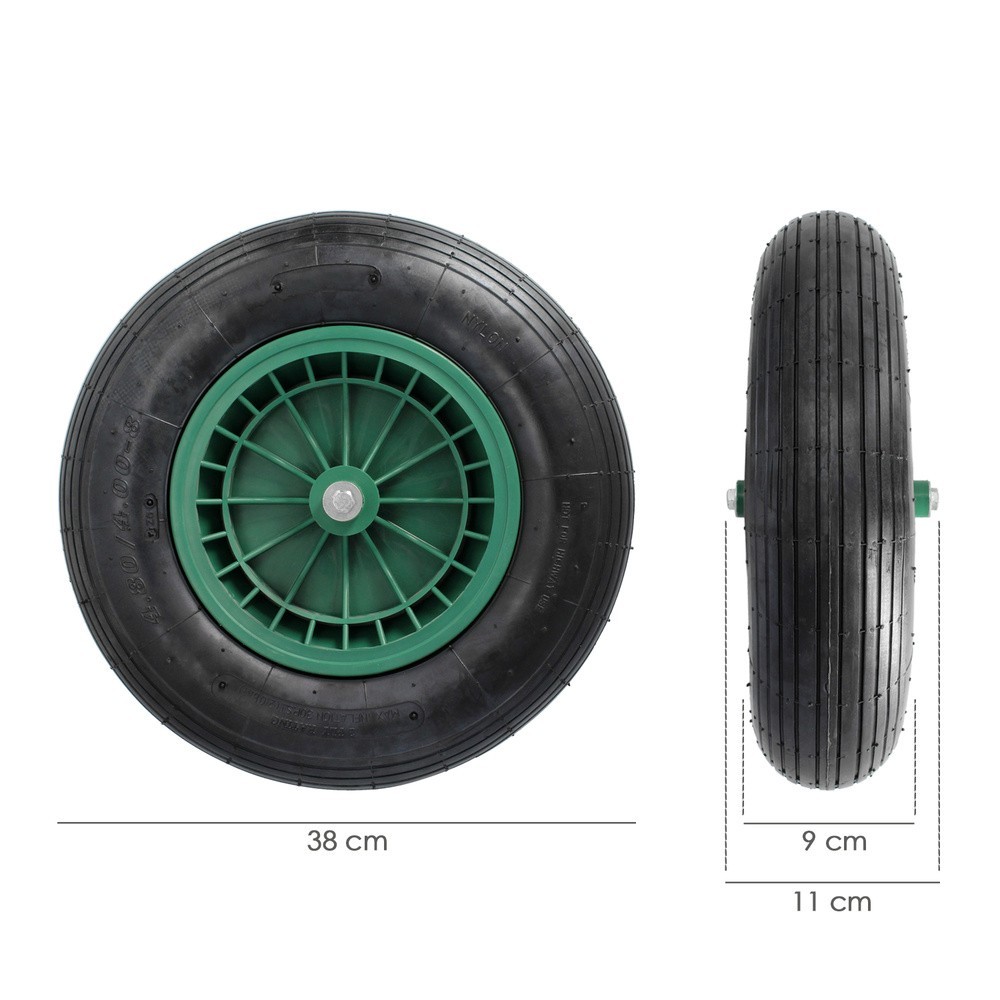 Rueda Carretilla Neumatica Para Carretilla Obra / Jardin Llanta Plastico Eje Ø 20 mm, Rueda Carretilla Jardin, Carro Invernadero