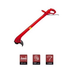 Recortabordes Electrico 250 Watt, 12,500 R,P,M, Anchura Corte Ø 22 cm, Hilo Ø 1,2 mm, x 6 Metros,  Recorta Bordes, Cortabordes