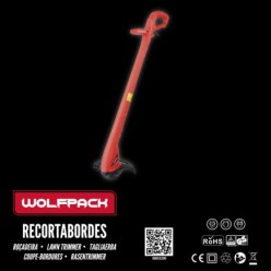 Recortabordes Electrico 250 Watt, 12,500 R,P,M, Anchura Corte Ø 22 cm, Hilo Ø 1,2 mm, x 6 Metros,  Recorta Bordes, Cortabordes