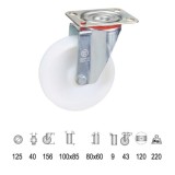 Rueda Industrial Nylon Placa 125 mm, al por Mayor | Almacén de Ferretería