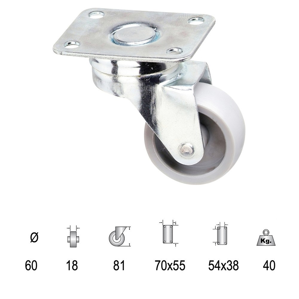 Rueda Polyamida Placa   60 mm, al por Mayor | Almacén de Ferretería
